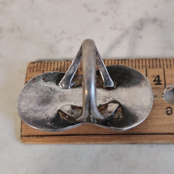 Vintage Navajo NA Ring Sterling Silver Turquoise - Picture 9 of 14